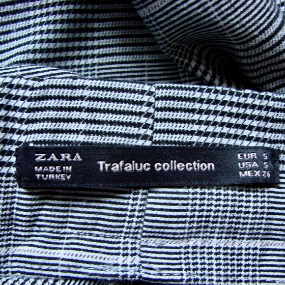 Zara Gray Glen Plaid Check Trouser Pants Side Stripe Ankle Cropped Size Small - Picture 7 of 15